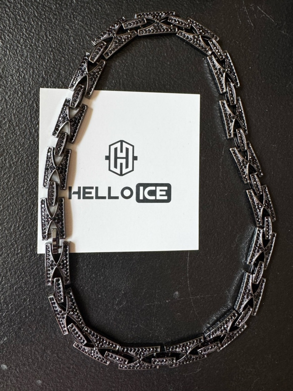 Hello Ice Black Razor Link 13mm Chain Men’s Necklace 20” length